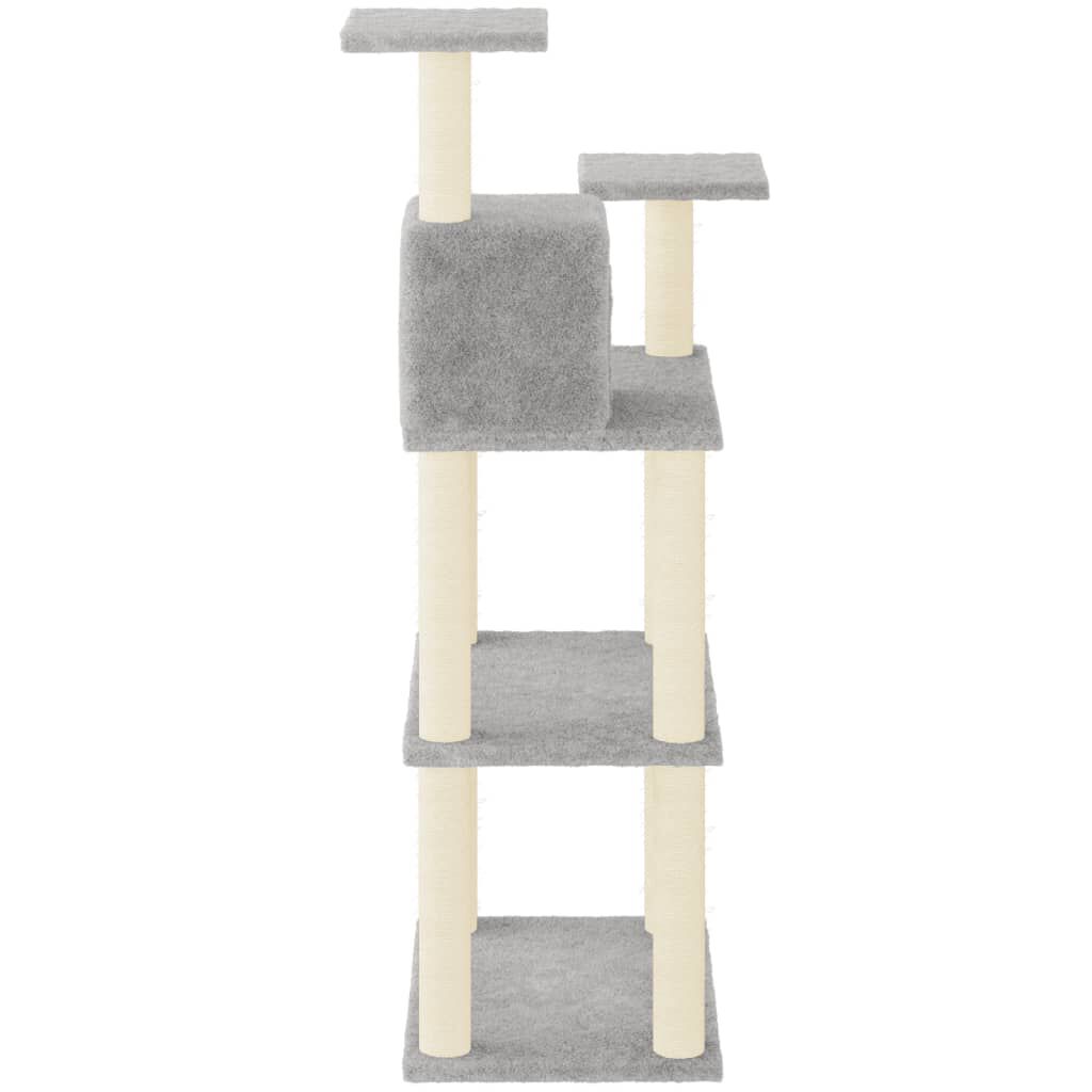 vidaXL Cat Tree with Sisal Scratching Posts Light Grey 118.5 cm
