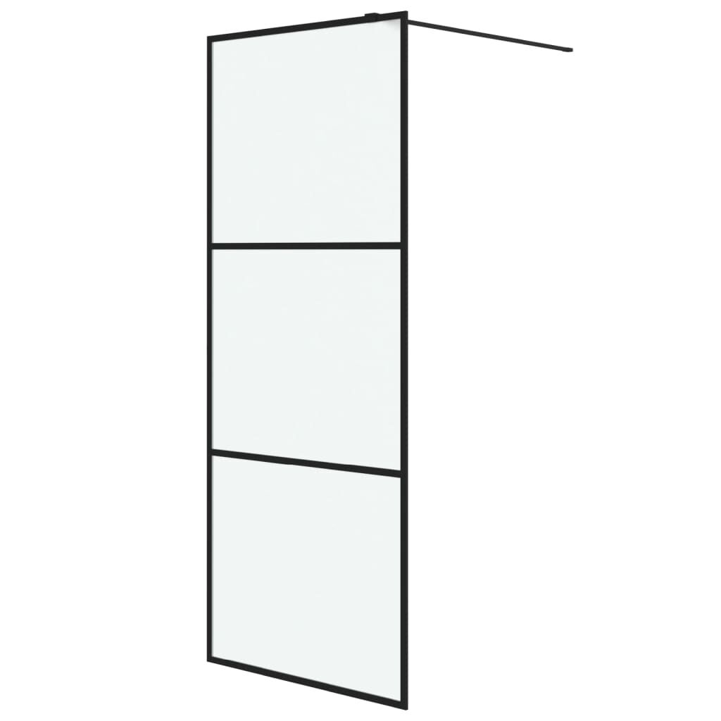 vidaXL Walk-in Shower Wall Black 80x195 cm Frosted ESG Glass