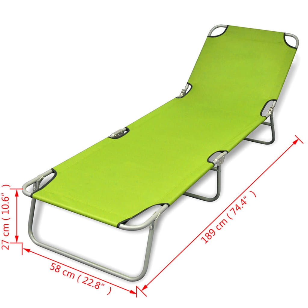 vidaXL Folding Sun Lounger Powder-coated Steel Apple Green