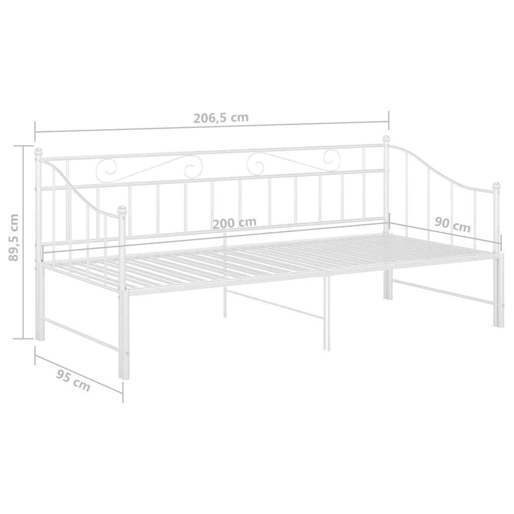 vidaXL Pull-out Sofa Bed Frame without Mattress White Metal 90x200 cm