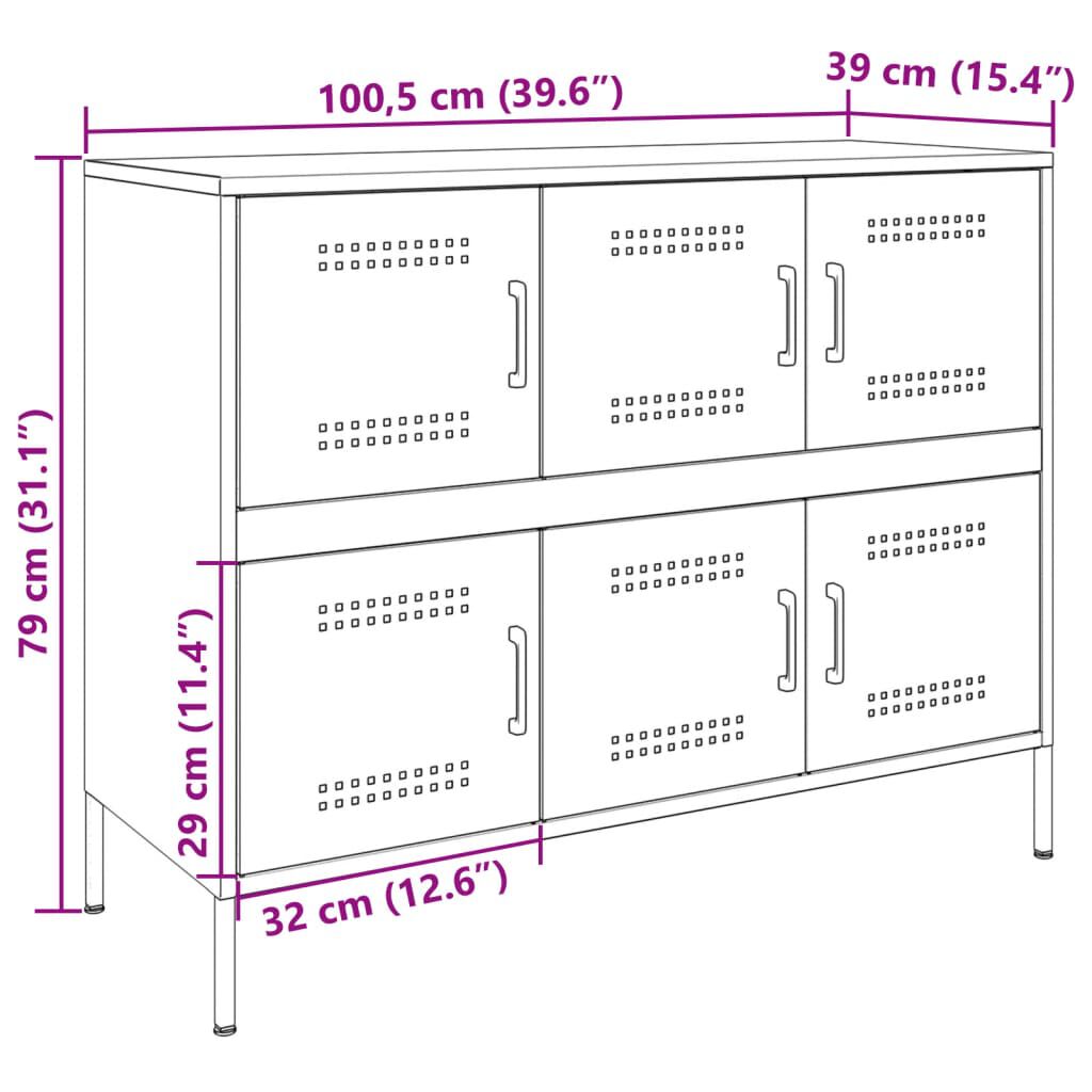 vidaXL Sideboard White 100.5x39x79 cm Steel