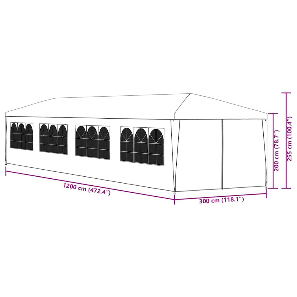 vidaXL Garden Marquee 3x12 m White
