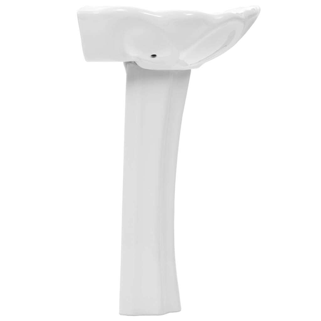 vidaXL Freestanding Basin with Pedestal Ceramic White 580x510x200mm