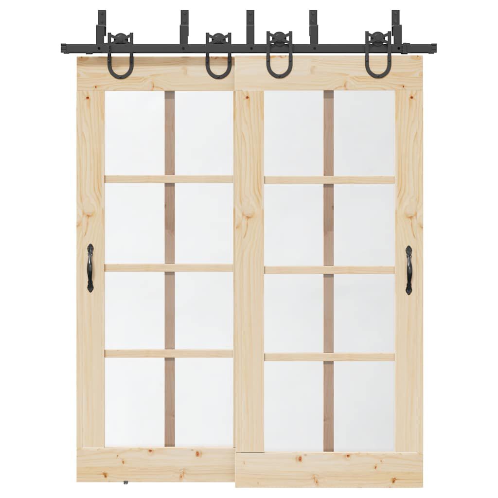 vidaXL Sliding Door Hardware Kit 183 cm Steel Black