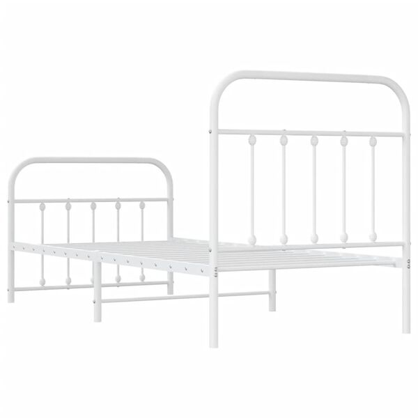 vidaXL Metal Bed Frame without Mattress with Footboard White 90x190cm