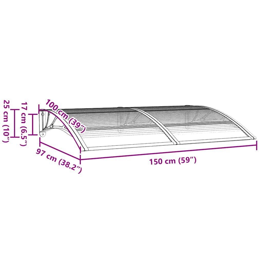 vidaXL Door Canopy Grey 150x100 cm Polycarbonate