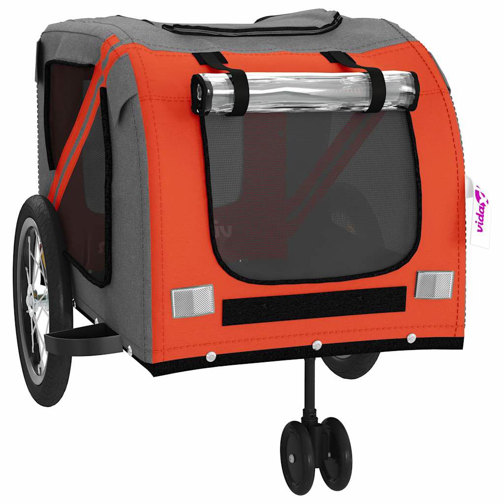 vidaXL Pet Bike Trailer Orange and Grey Oxford Fabric and Iron