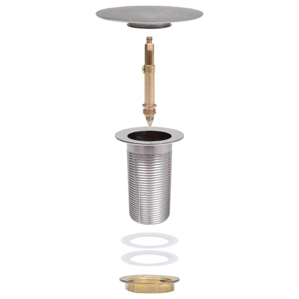 vidaXL Push Drain without Overflow Function Chrome 6.4x6.4x9.1 cm