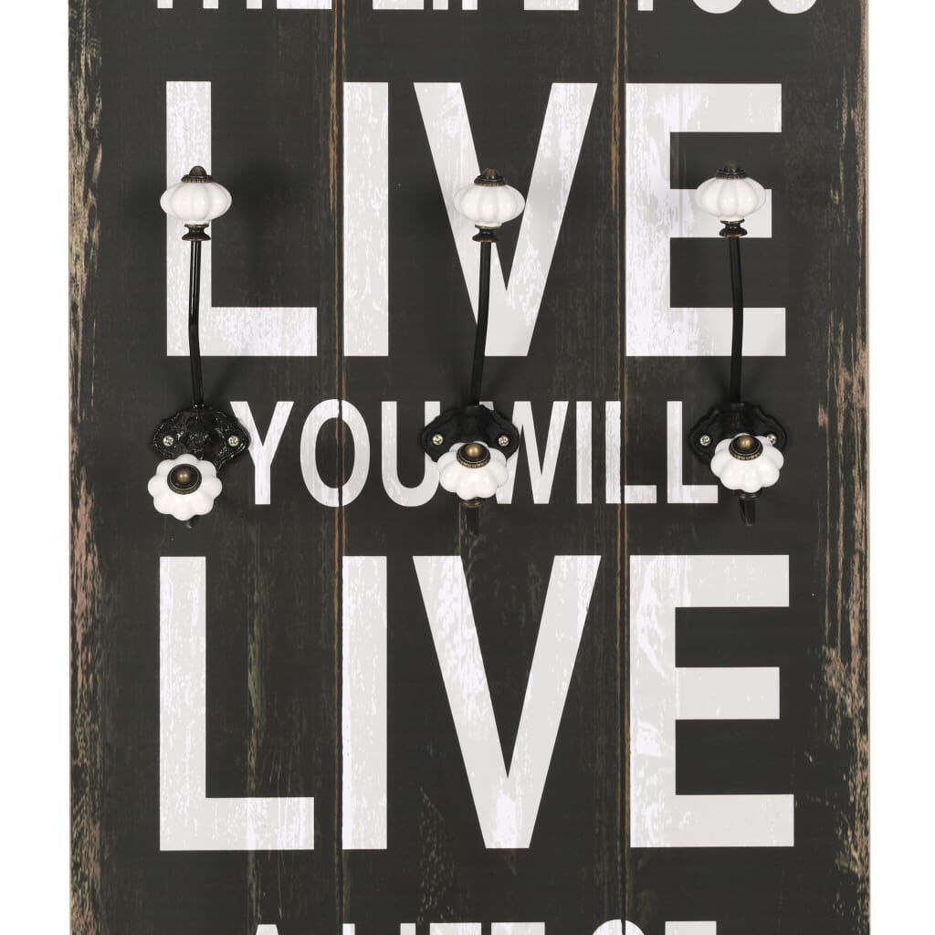 vidaXL Wall-mounted Coat Rack with 6 Hooks 120x40 cm LOVE LE