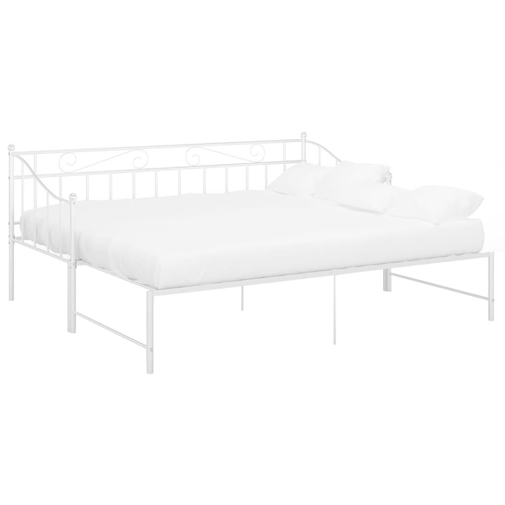 vidaXL Pull-out Sofa Bed Frame without Mattress White Metal 90x200 cm