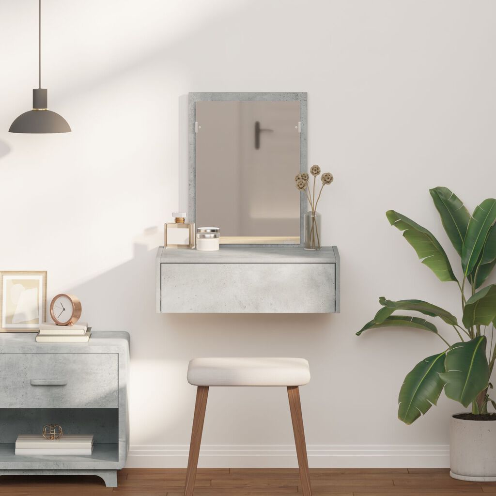 vidaXL Wall Hanging Dressing Table Concrete Grey 60x40x70 cm