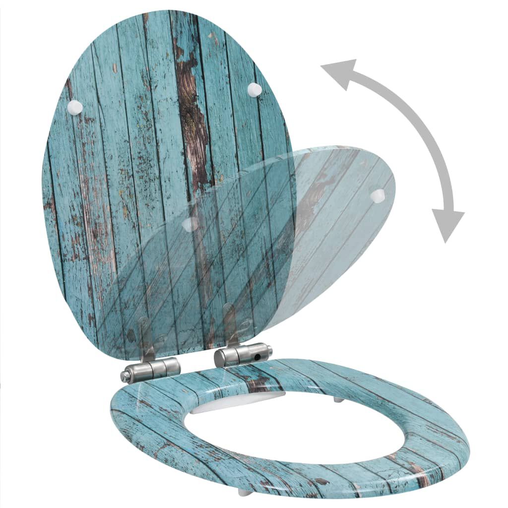 vidaXL WC Toilet Seat with Soft Close Lid MDF Old Wood Design