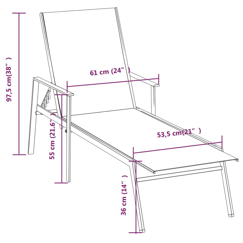 vidaXL Sun Lounger Steel and Textilene Fabric Black