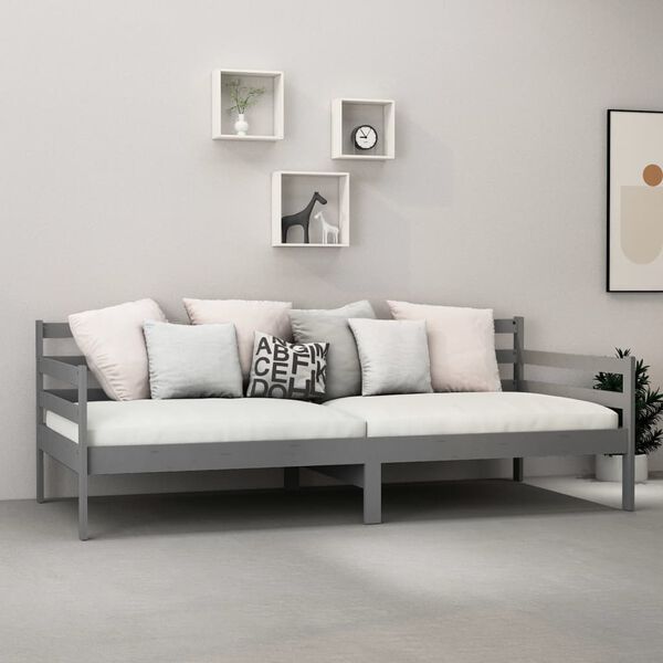 vidaXL Day Bed without Mattress Grey Solid Wood Pine 90x200cm
