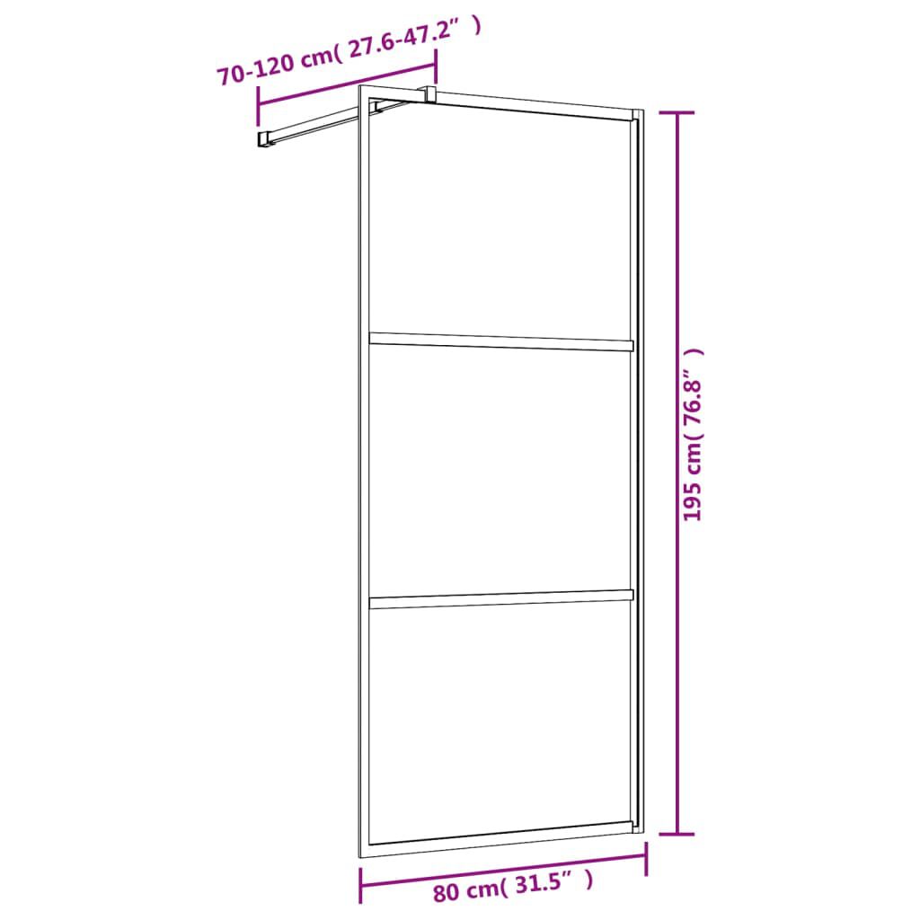 vidaXL Walk-in Shower Wall with Clear ESG Glass Gold 80x195 cm