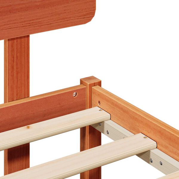 vidaXL Bed Frame with Headboard Wax Brown 80x200 cm Solid Pine Wood