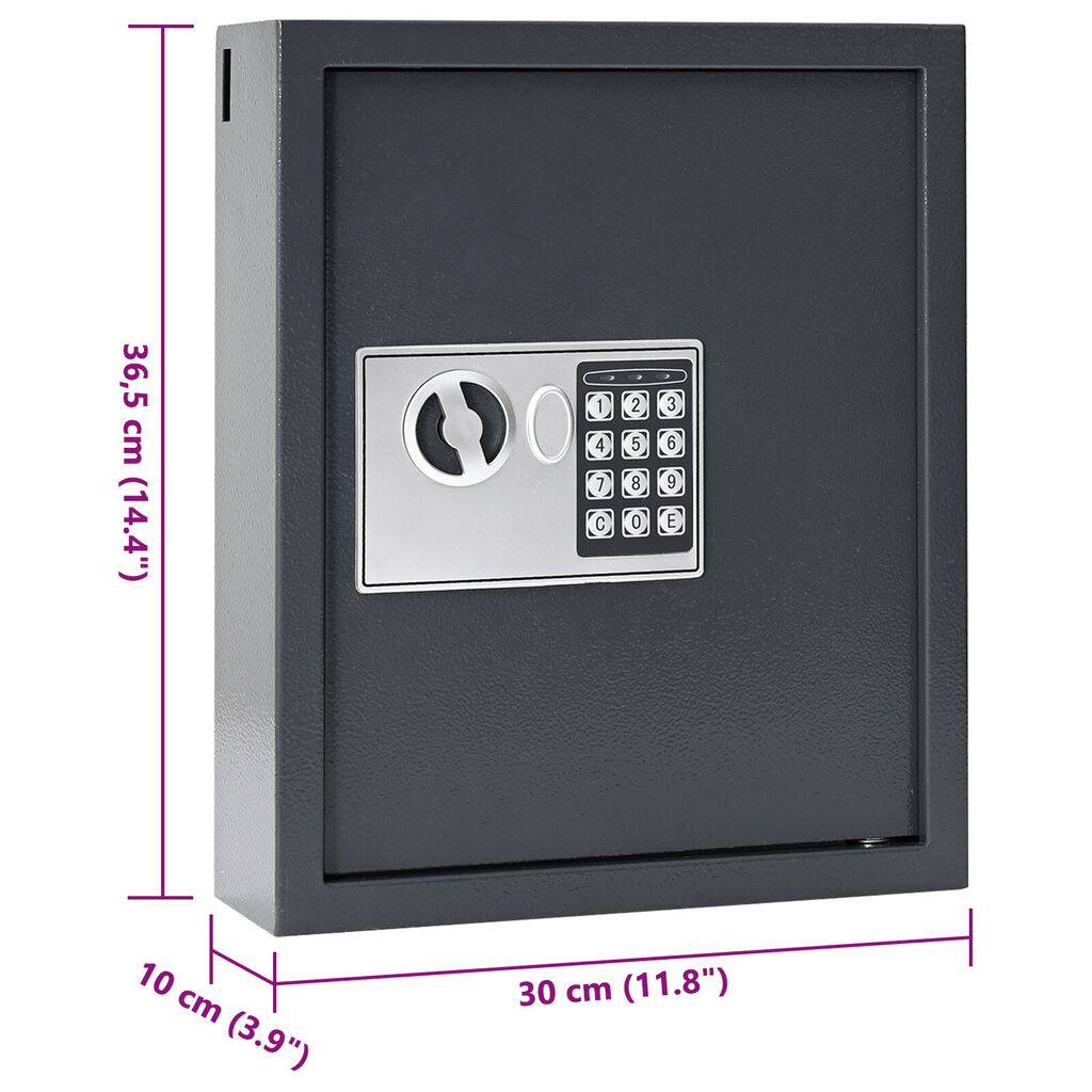 vidaXL Keypad Lock Safe Gunmetal Grey Steel, Chrome Medium Locks
