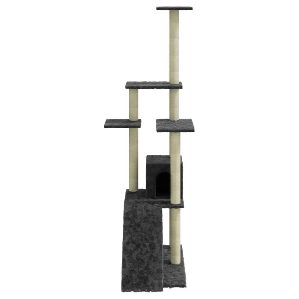 vidaXL Cat Tree with Sisal Scratching Posts Dark Grey 155 cm