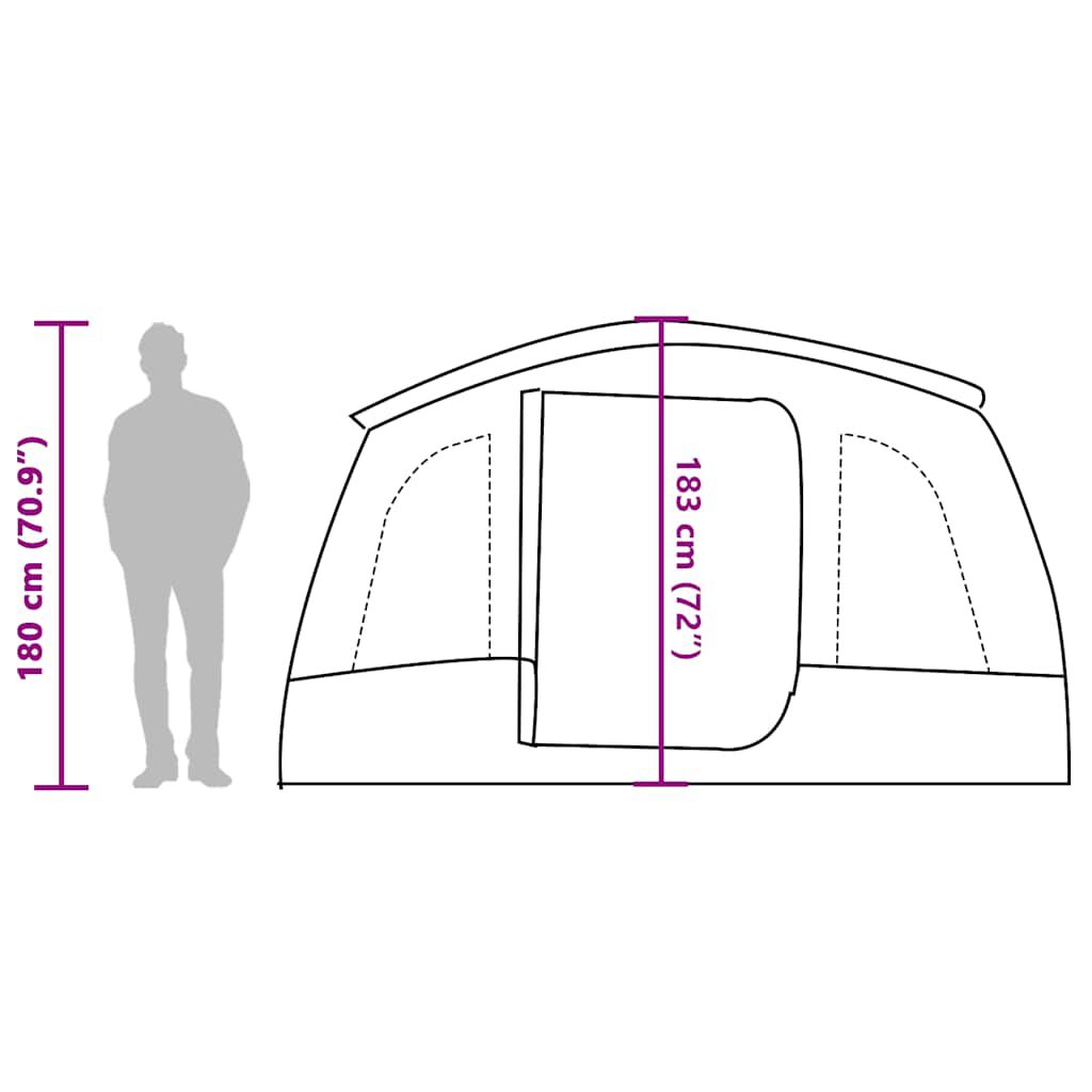 vidaXL Family Tent Tunnel 8-Person Green Waterproof