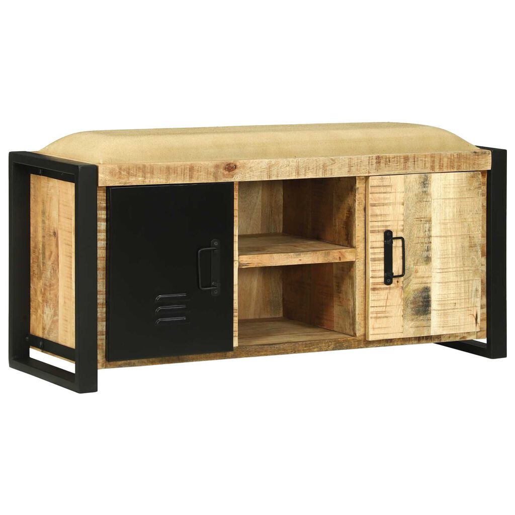 vidaXL Bench Cabinet 100x35x50 cm Solid Wood Rough Mango