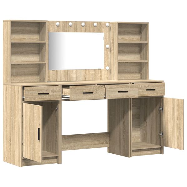 vidaXL 3 Piece Dressing Table Set Somoma Oak Engineered Wood