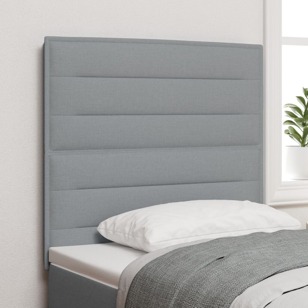 vidaXL LED Headboard Lines Design Light Grey 90 cm Fabric